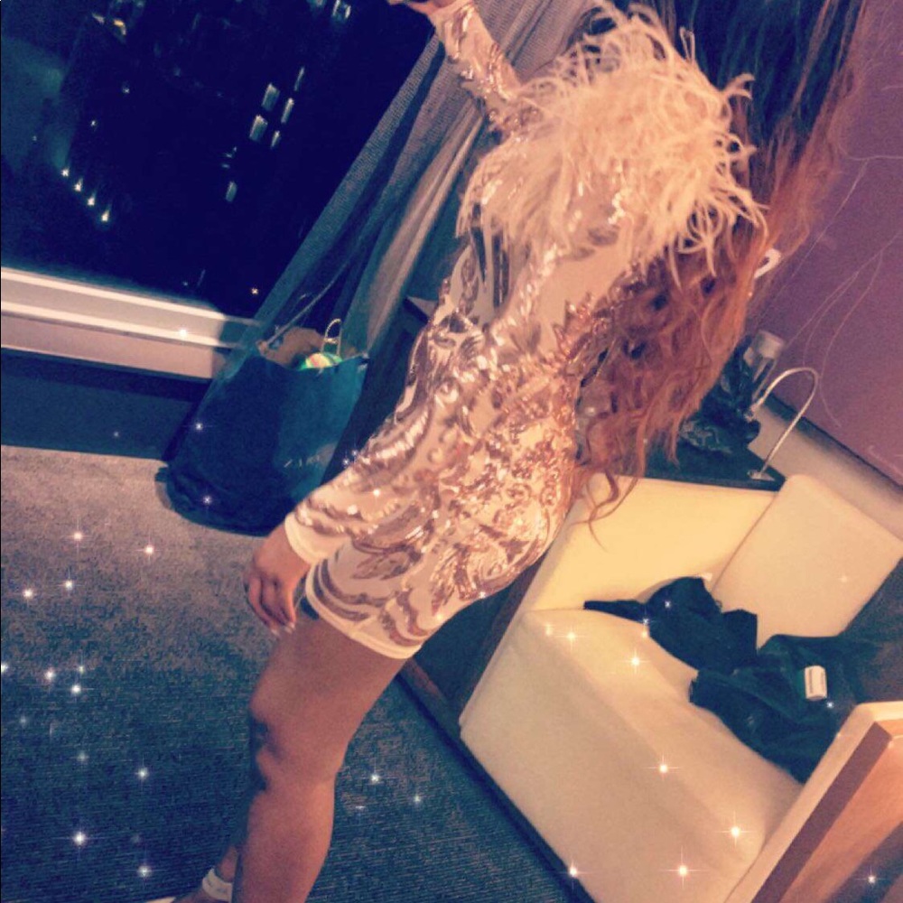 Sequin feathered dress